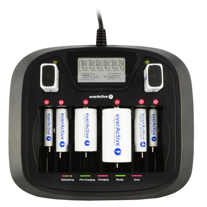 AA AAA C D 9V Professional 8 kanaals lader everActive NC-900U