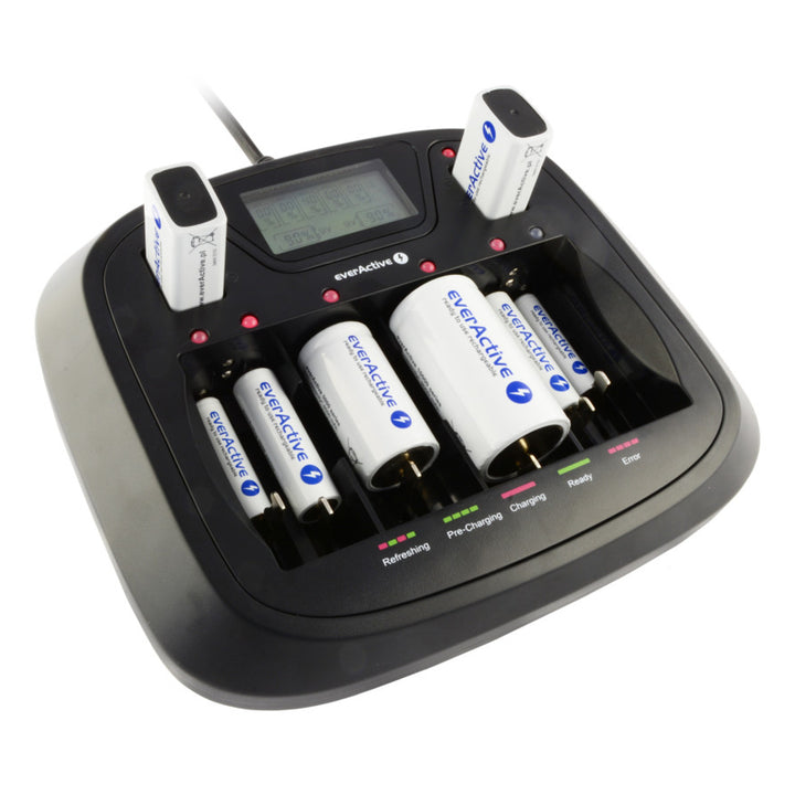 AA AAA C D 9V Professional 8 kanaals lader everActive NC-900U