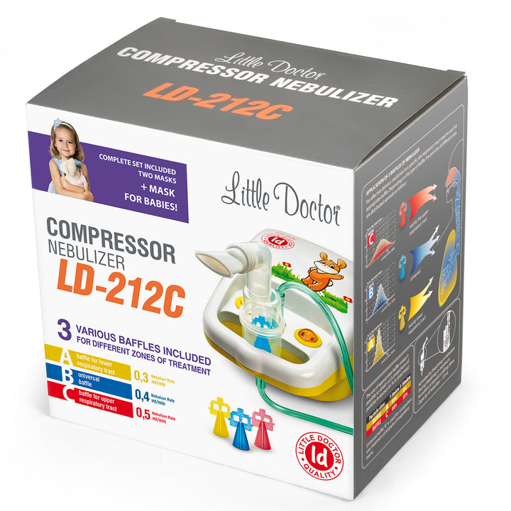Little Doctor zuigerinhalator, 2 maskers, 3 verstuivingen, LD-212C