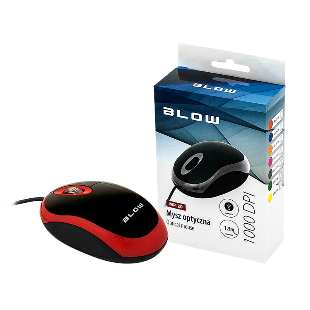 Souris filaire optique WIRED MP-20 BLOW USB 100DPI bleue