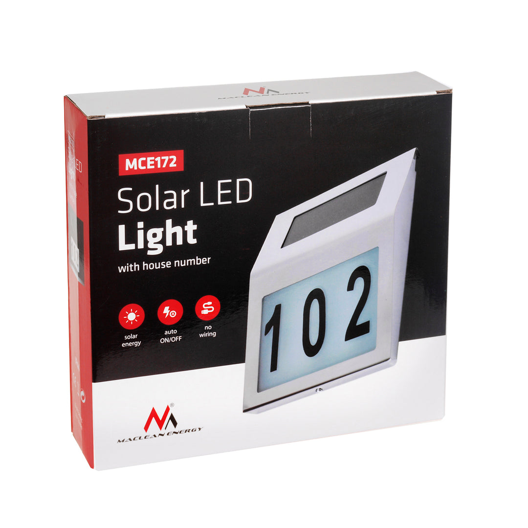 Lampe LED à énergie solaire avec numéro de maison Maclean Energy MCE 172