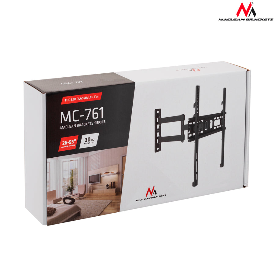Maclean steun voor TV of monitor, universeel, max vesa 400x400, 26-60", 30kg, zwart, MC-761