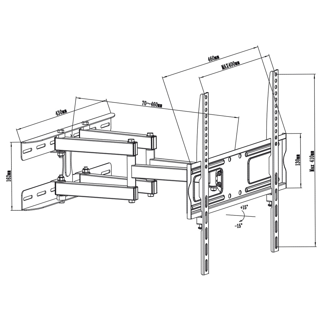 Maclean Brackets MC-760 Support mural double bras TV LCD LED Plasma 26-55" 30 kg inclinable et pivotant