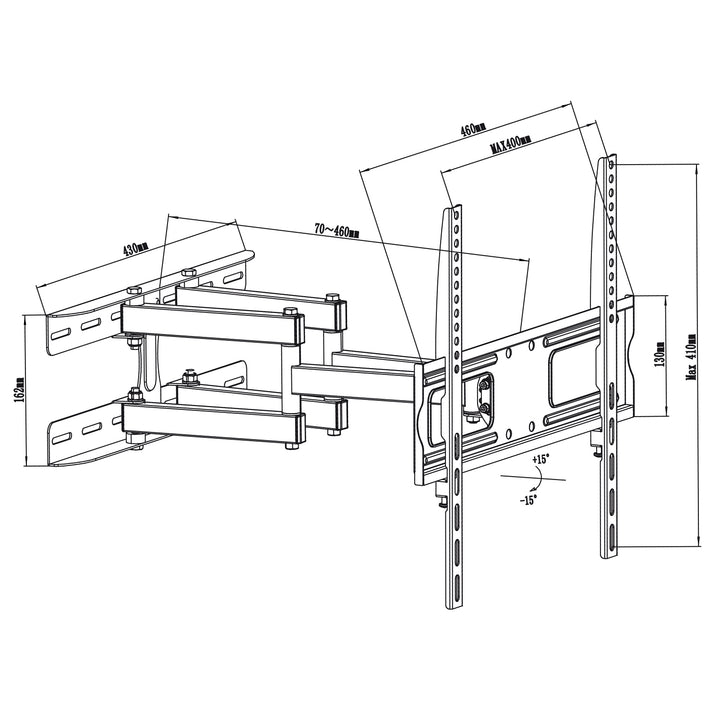 Maclean Brackets MC-760 Muurbeugel Dubbele Arm TV LCD LED Plasma 26-55" 30kg Tiltable Swiveling