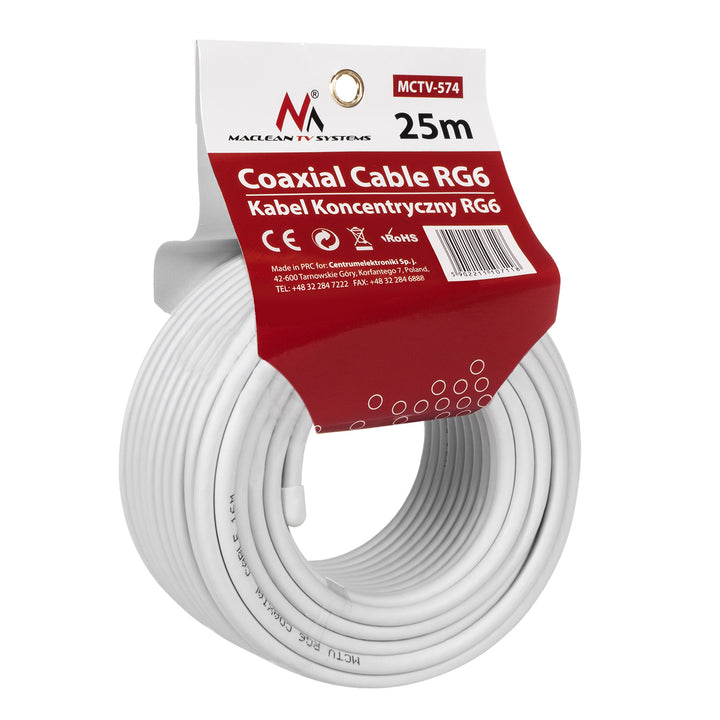 Concentrische satellietkabel RG6 Coaxiale kabel 25m MCTV-574