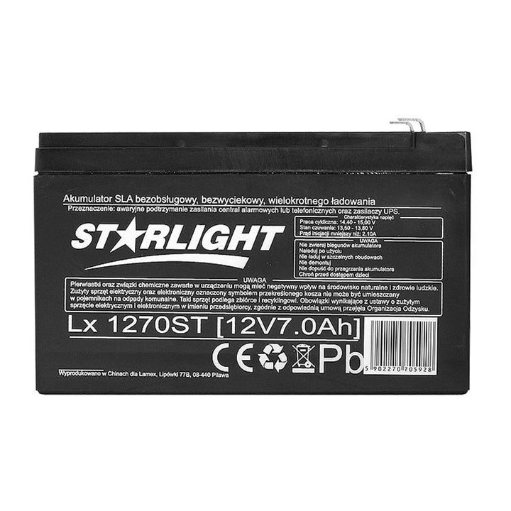 Gelbatterij LX1270 12 V 7 Ah onderhoudsvrij AGB