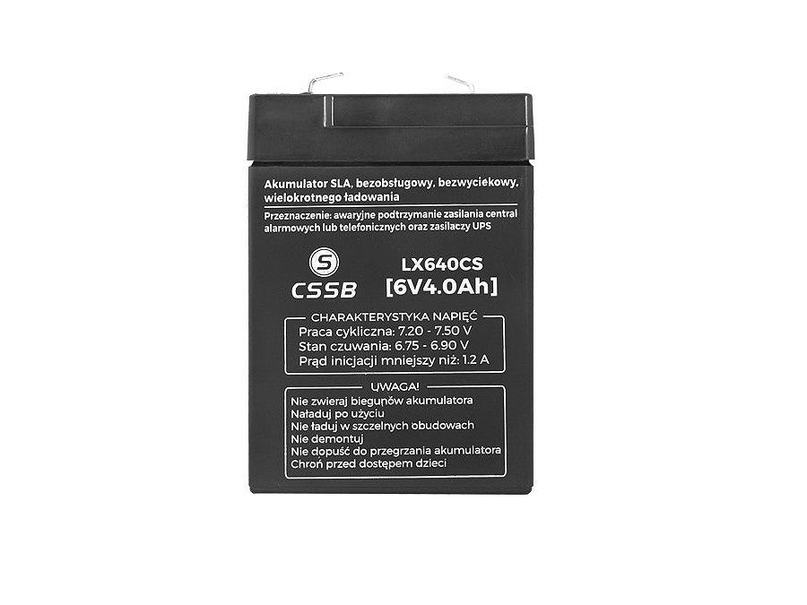 Gelbatterij, onderhoudsvrij, lange levensduur, 6V 4Ah, LX640