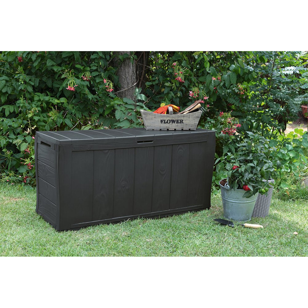 Keter Opbergkist Sherwood in houtlook 270L 117 cm x 45 cm x 57,5 cm antraciet
