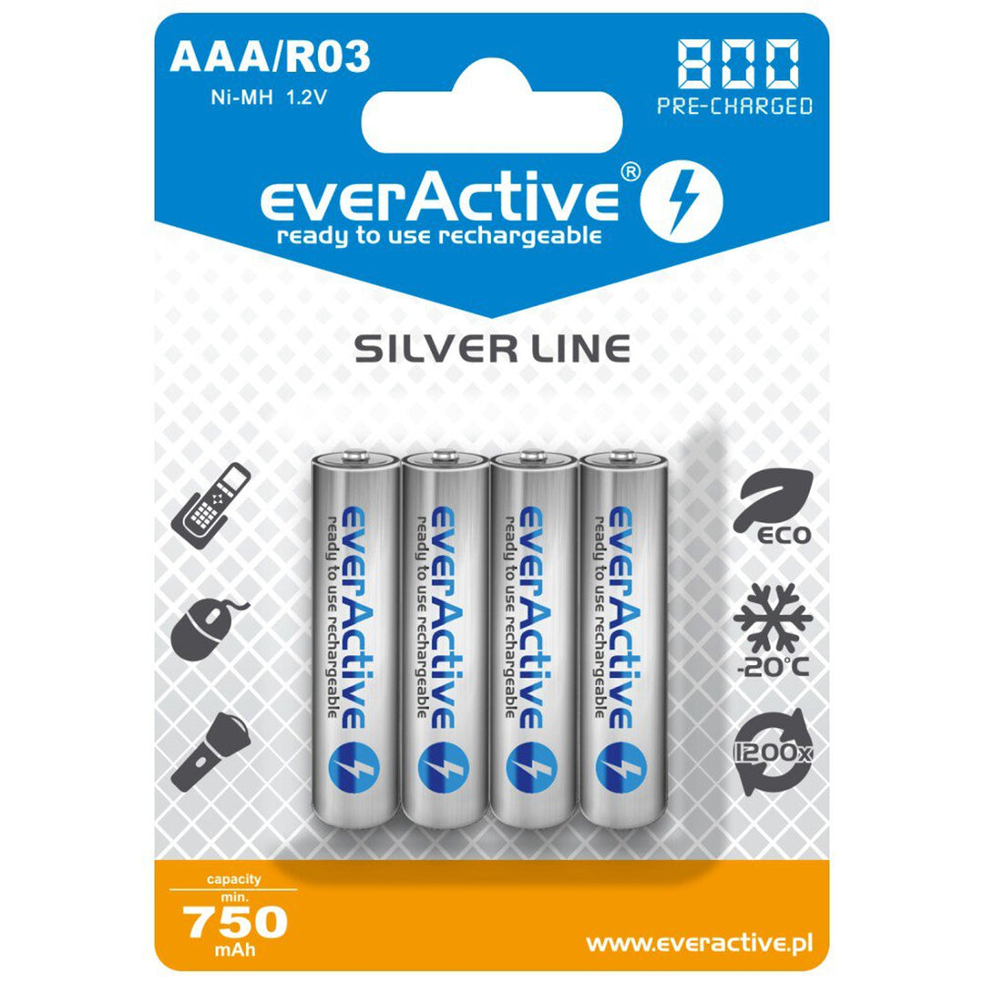 4x everActive R03 / AAA 800mAh-batterijen van hoge kwaliteit