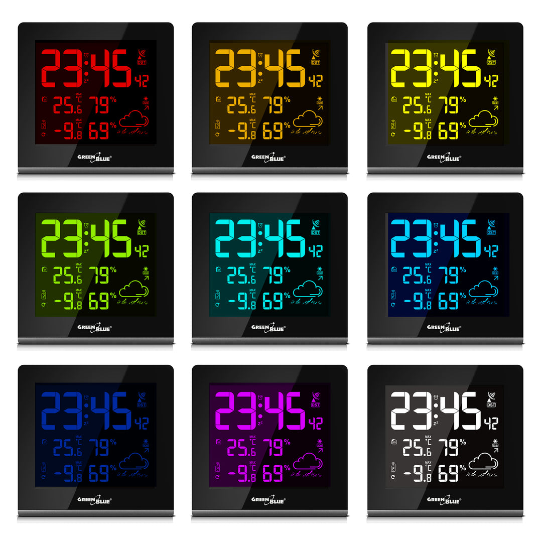 Multicolor weerstation GreenBlue GB151 - Met multicolor display in 9 kleuren