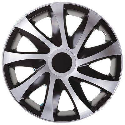 DRACO Set van 4 stuk Wieldoppen  CS 14 " -zilver /zwart