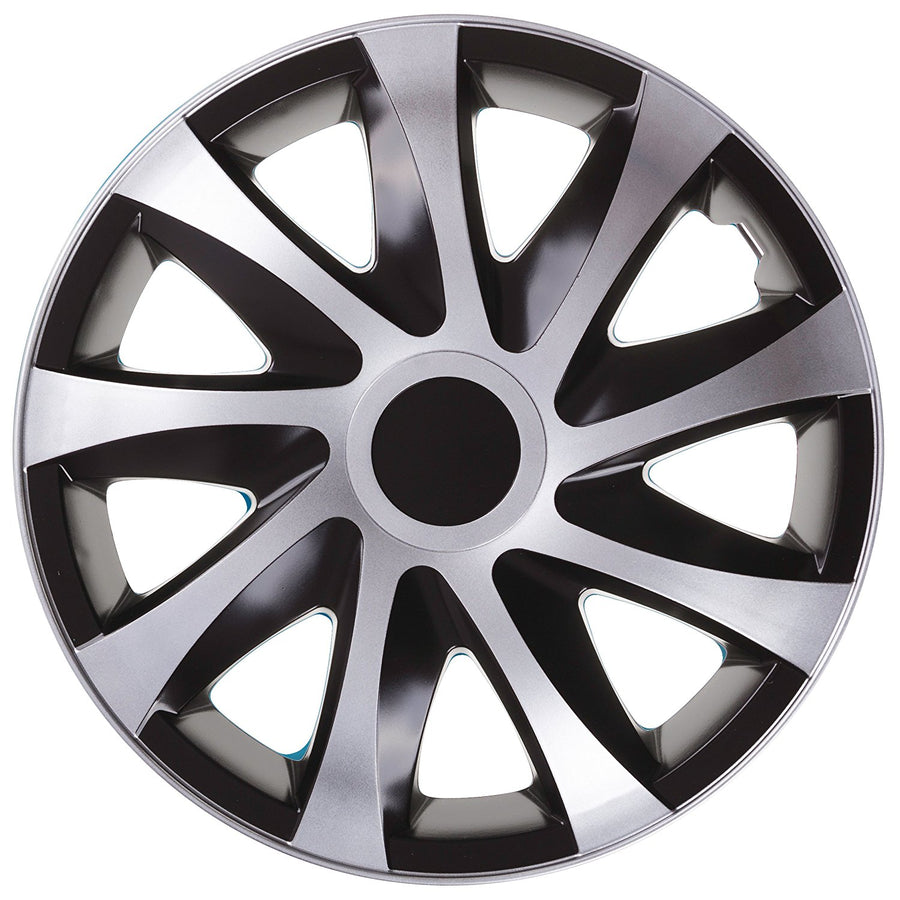 DRACO Set van 4 stuk Wieldoppen  CS 14 " -zilver /zwart