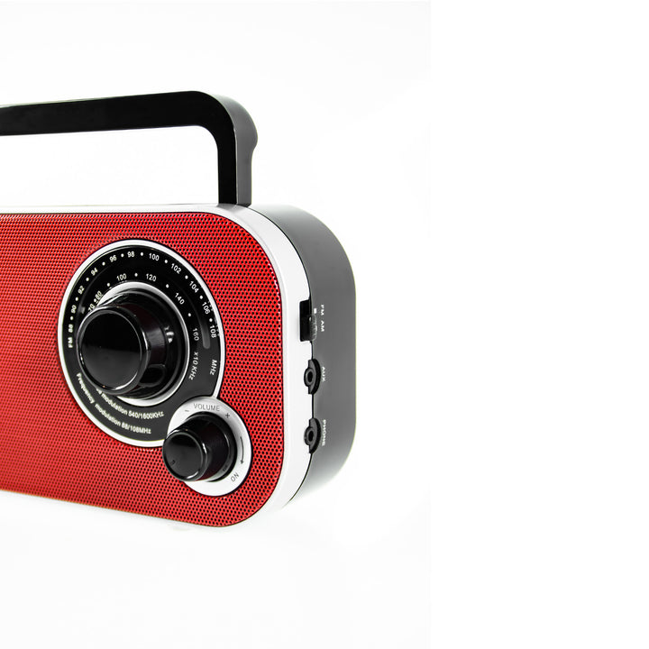 Kleine retro AM/FM draagbare radio CR1140 Camry rood