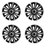 15" NRM STERK Duocolor universele wieldoppen zwart/zilver 4 stuks