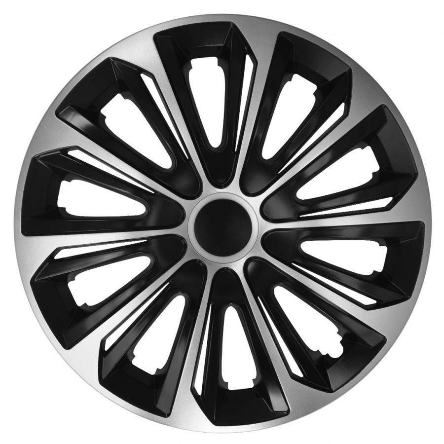 15" NRM STERK Duocolor universele wieldoppen zwart/zilver 4 stuks