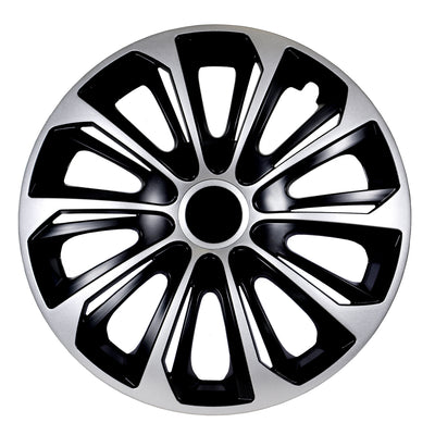 16" NRM STERK Duocolor universele wieldoppen zwart/zilver 4 stuks