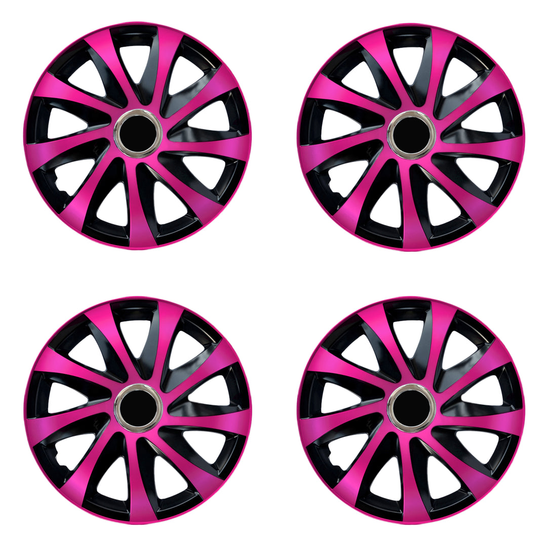 15" NRM DRIFT Extra roze/zwart universele wieldoppen 4 stuks