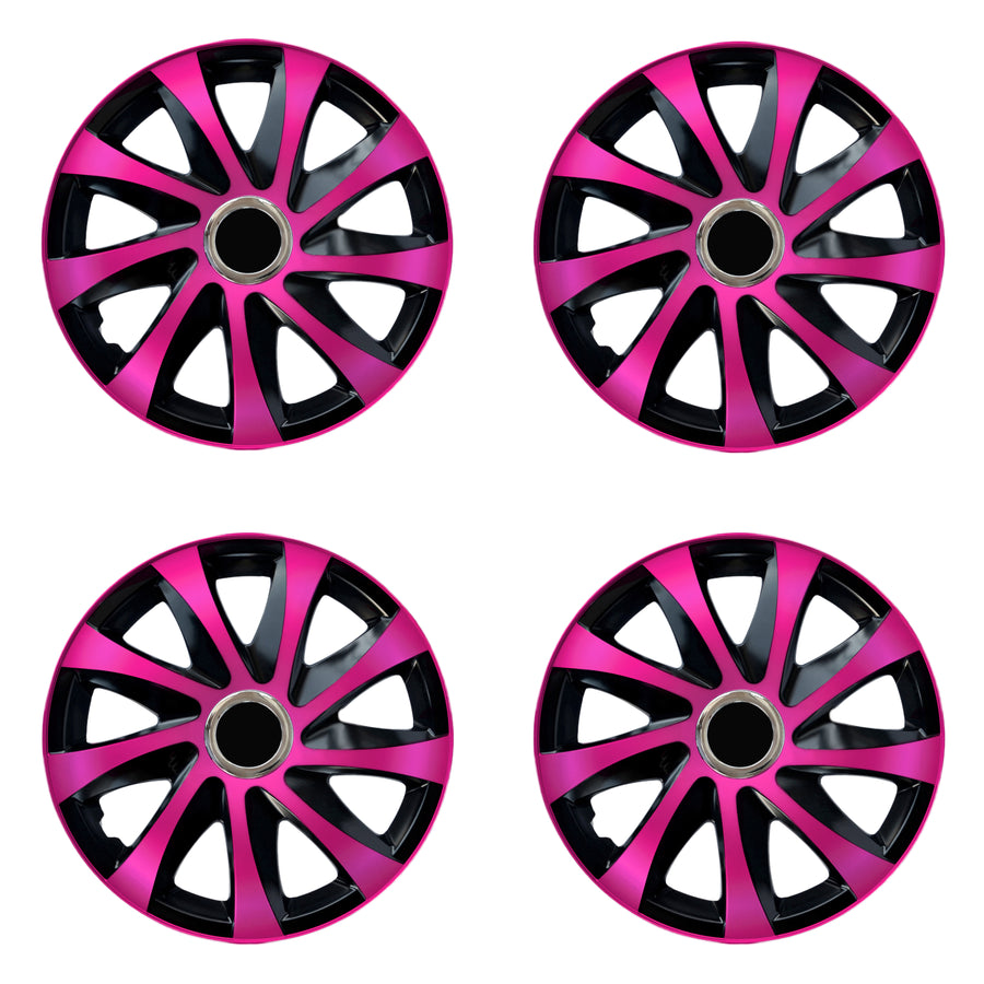 15" NRM DRIFT Extra roze/zwart universele wieldoppen 4 stuks
