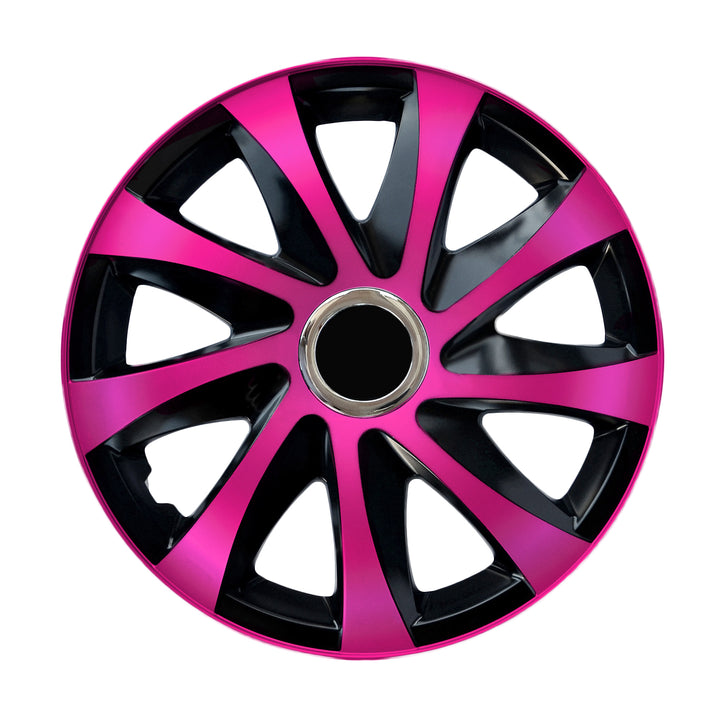 15" NRM DRIFT Extra roze/zwart universele wieldoppen 4 stuks