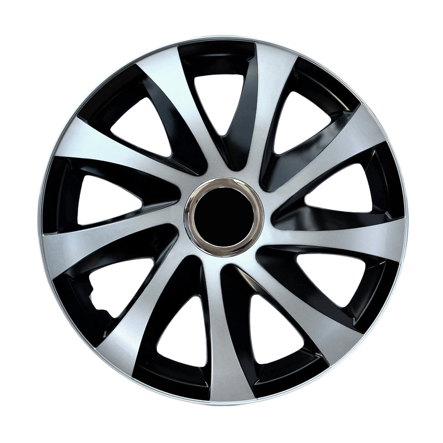 15" NRM DRIFT Extra zilver/zwart universele wieldoppen 4 stuks