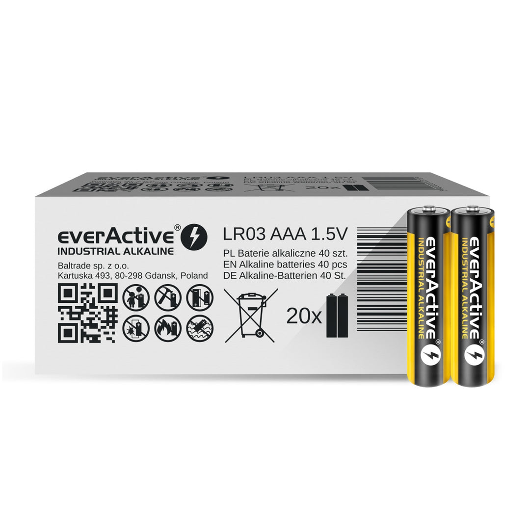 40x everActive Industrial AAA-alkalinebatterijen  LR03 AAA Micro