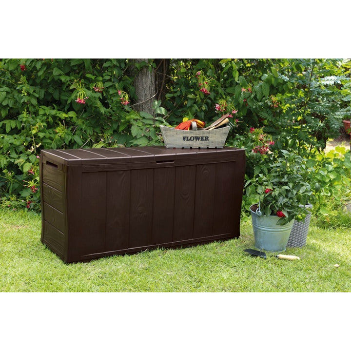 Keter  270L tuinkussenbox, bruin Kunststof -Stijlvolle hout look