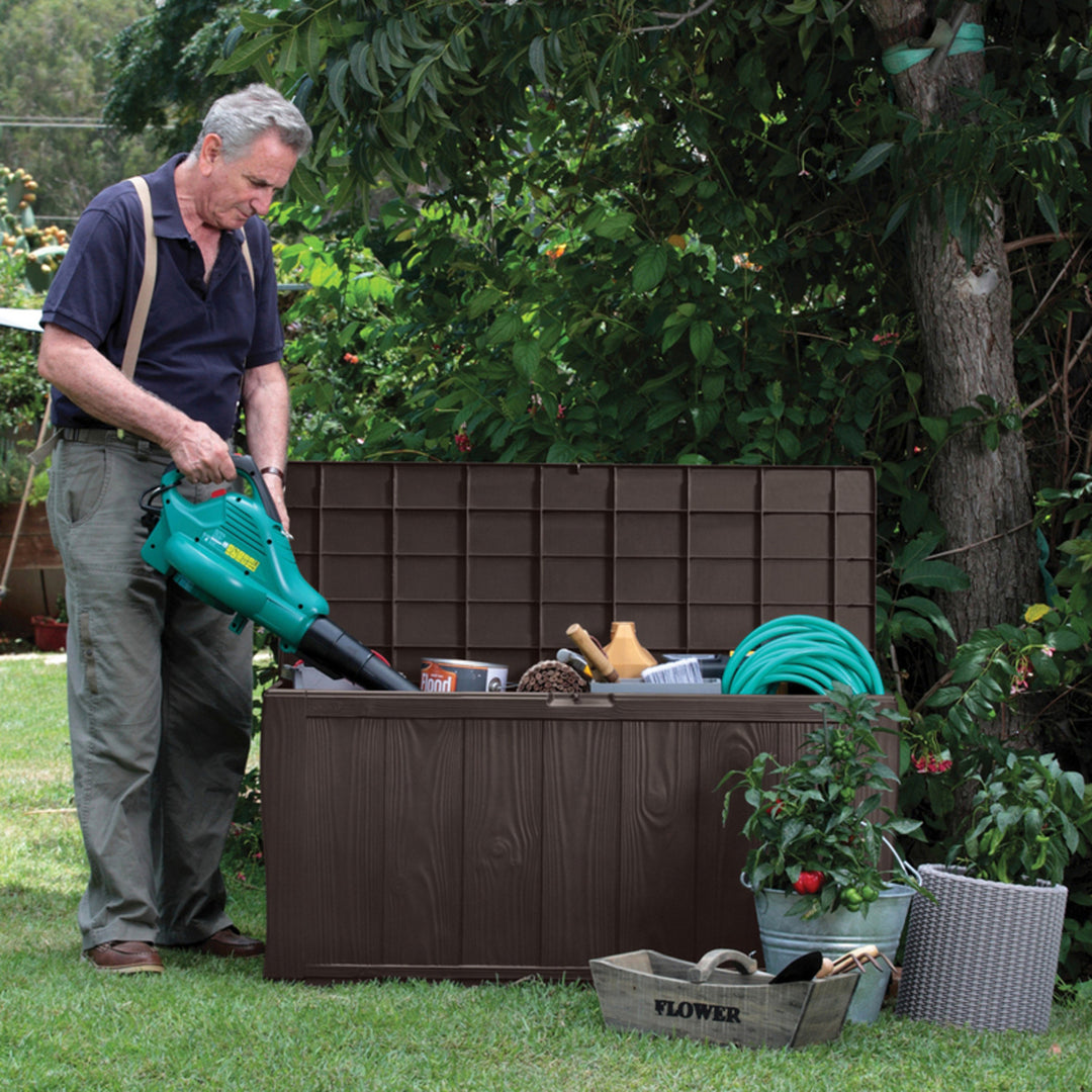 Keter  270L tuinkussenbox, bruin Kunststof -Stijlvolle hout look
