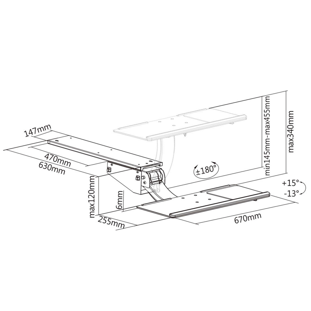 Support de bureau réglable pour clavier et souris Maclean Brackets MC-795