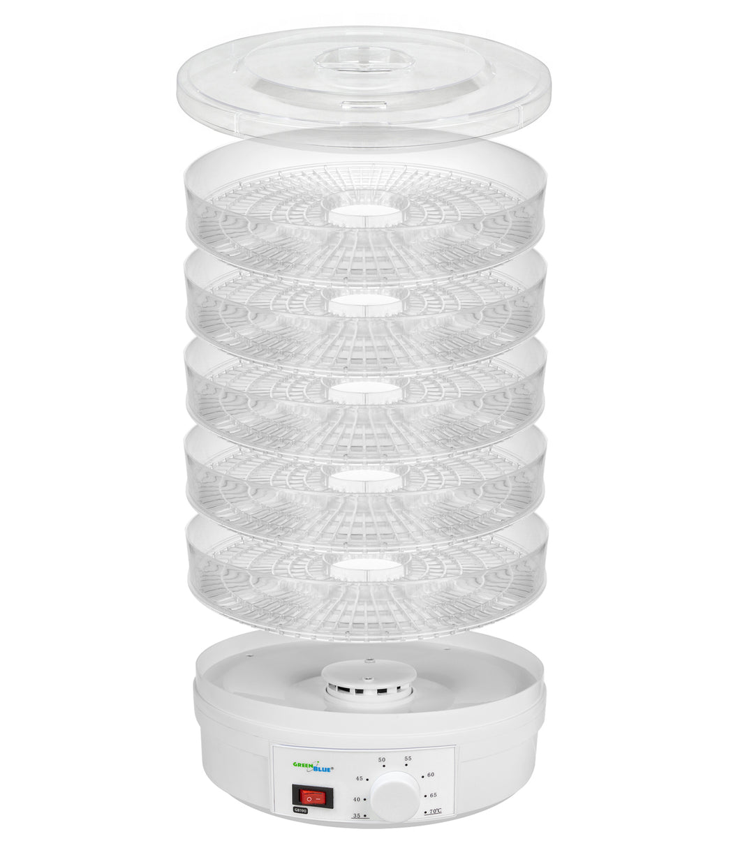Voedseldroger GreenBlue GB190 - 250 W - met 5 transparante lades- 35 tot 70°C