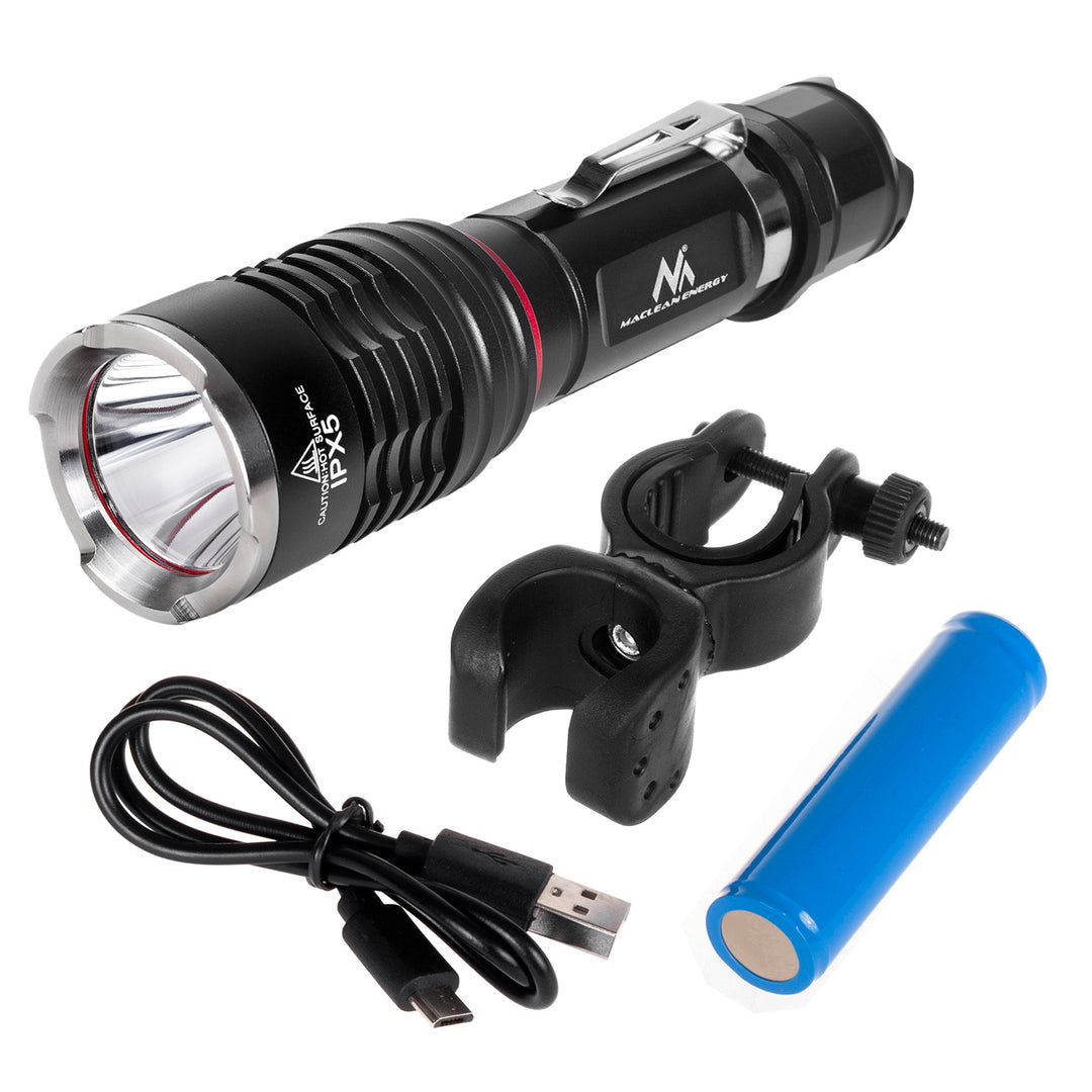 Lampe de poche LED Cree 800 lumens + chargeur + porte-vélo Maclean Energy MCE220