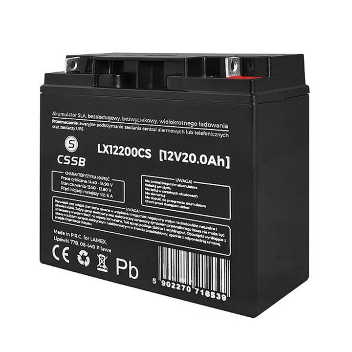 Gelbatterij LX12200 12V 20Ah Afmetingen: 74 x 164 x 178 mm