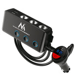 Sigarettenaansteker-matsplitser, voltmeter, 3 sigarettenaansteker-aansluitingen, 1xQuick Charge 3.0, 3xUSB 6.8A, 1x Power Delivery 18W, Maclean MCE218, Max 120W