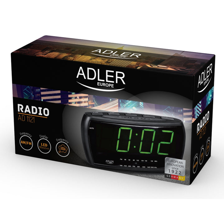 Adler AD 1121 Wekkerradio met LED-display met de mogelijkheid van bliksem en dimmen