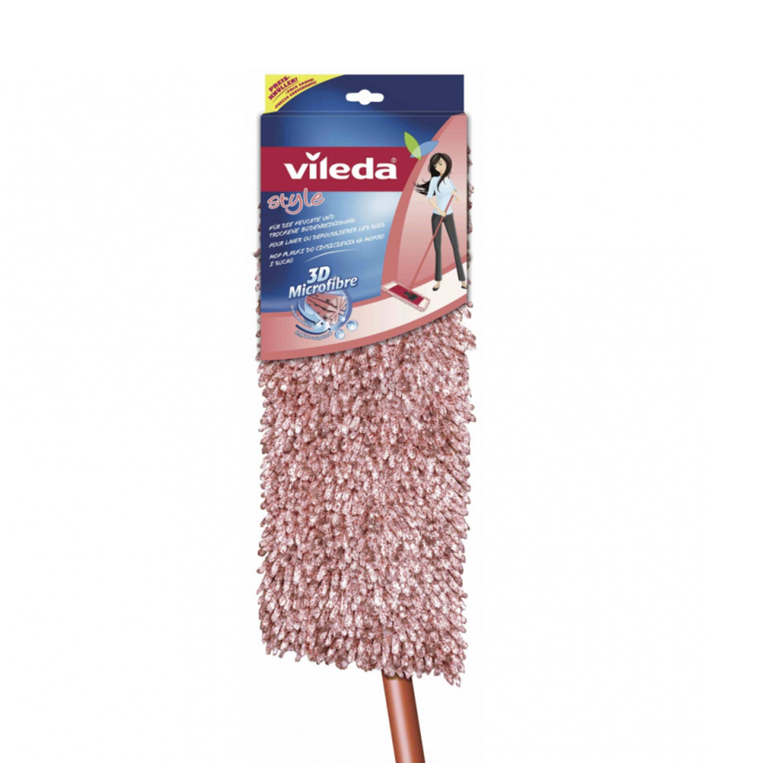 Système de vadrouille Chenille style Vileda : Vadrouille avec manche  microfibre 3D - rouge