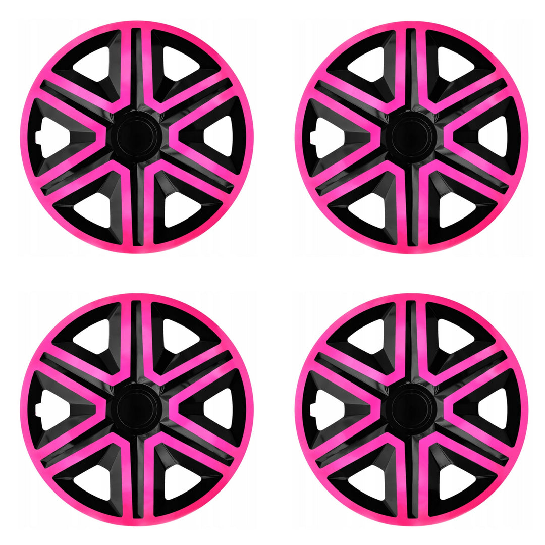 NRM ACTION 15" universele wieldoppen dubbelkleur roze/zwart 4 stuks