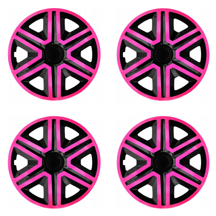 NRM ACTION 15" universele wieldoppen dubbelkleur roze/zwart 4 stuks
