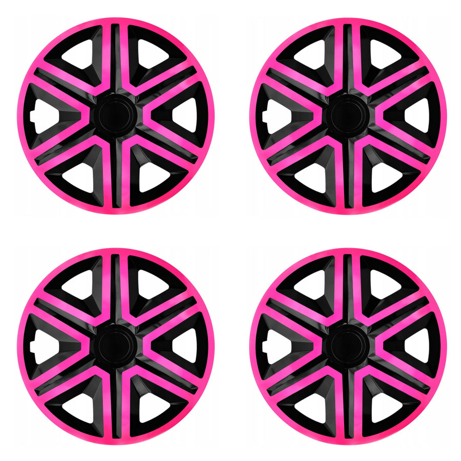 NRM ACTION 15" universele wieldoppen dubbelkleur roze/zwart 4 stuks