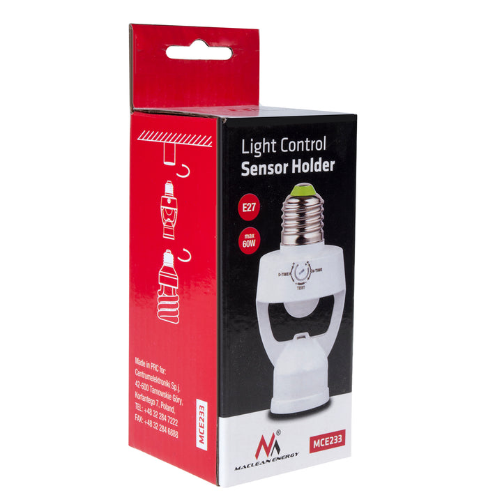 Lamphouder met bewegingssensor en schemeringssensor E27 detectiebereik 360 ° sensor