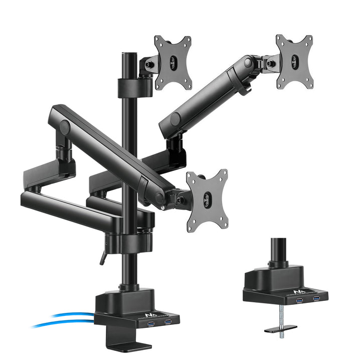 Bureauhouder voor 3 LCD LED-monitoren met 2x USB 3.0 Maclean MC-811 17-27 "3x7kg vesa 75x75 en 100x100