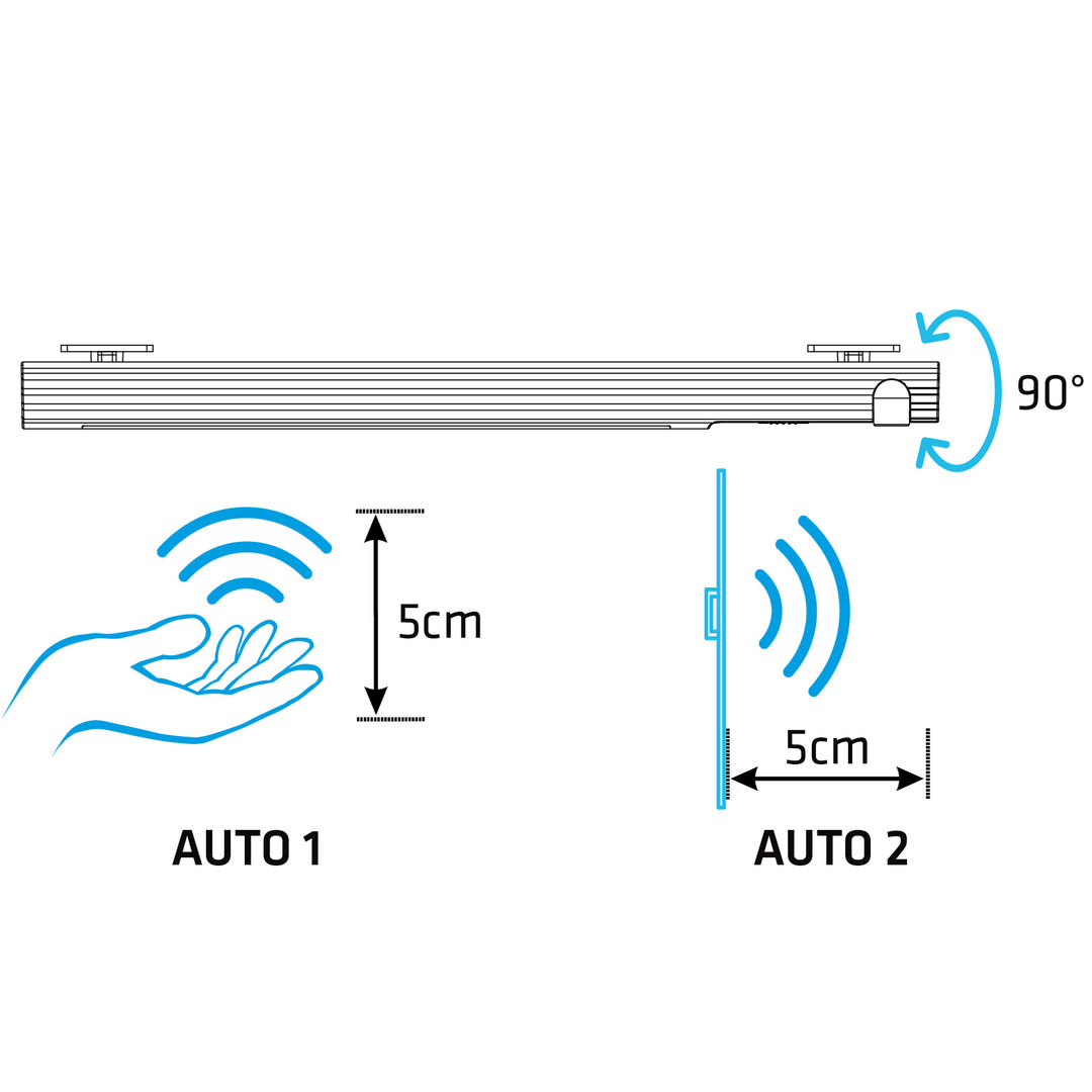 2 modes : détection des mouvements de la main dans 5 cm ou ouverture du tiroir, alimentation : 3 piles AAA (non fournies)