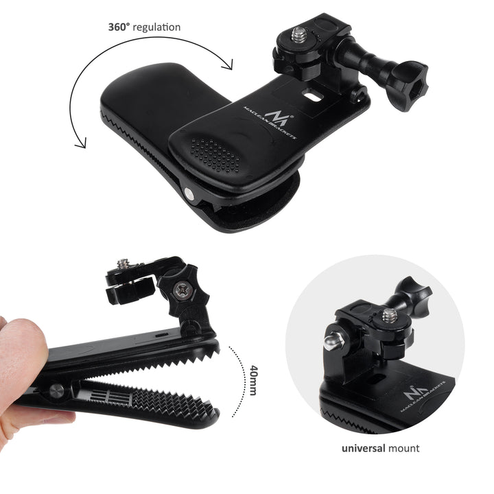 Universele clip, bevestiging voor GoPro-camera&#39;s, Xiaomi, Ekken, SJCam en andere Maclean MC-820