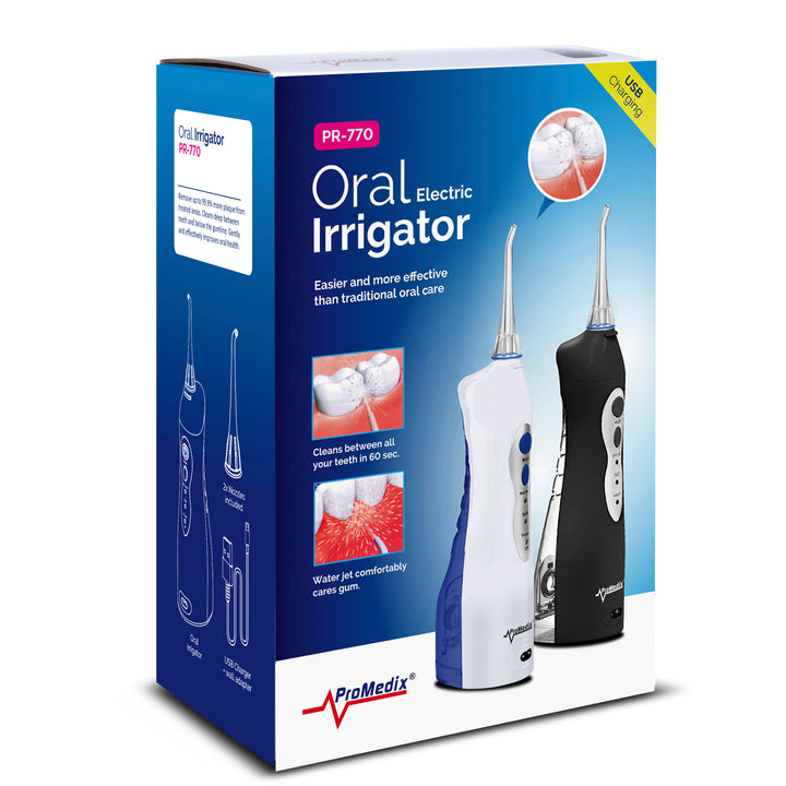 Promedix PR-770 Irrigateur dentaire professionnel sans fil pour nettoyage des dents, 8,5 bars, hygiène buccale, voyage, usage domestique, hydropulseur rechargeable