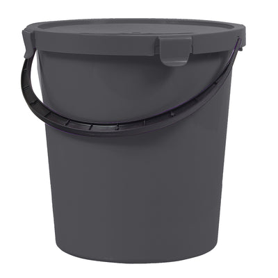 Plast Team Berry 5L emmer met deksel en handvat, donkergrijs