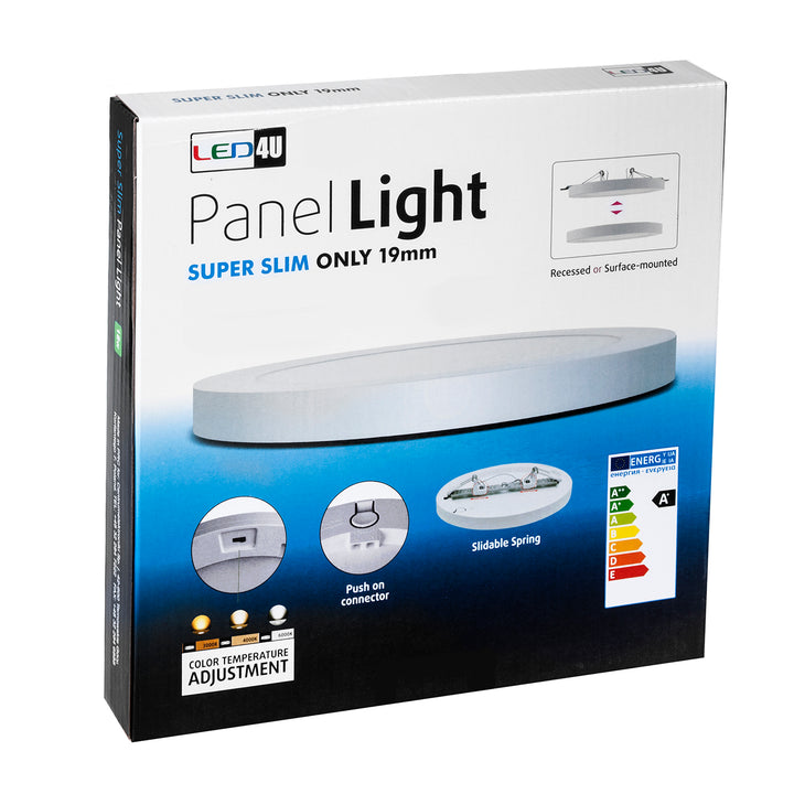 Panneau Plafond LED 6en1 Surface Cachée Ultra Mince 18W 3 Couleurs (WW, NW, CW) Led4U LD130 Alimentation Intégrée