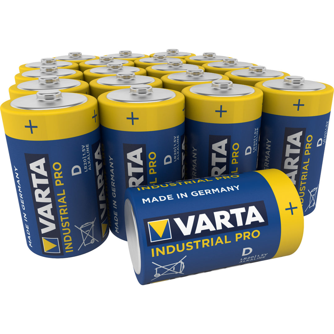 20x Varta Industrial R20/D alkaline batterijen Folie
