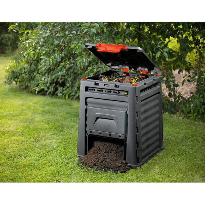 Composter Keter Eco Compostbak 320L Kleppen voor het uit twee zijden composteren van compost