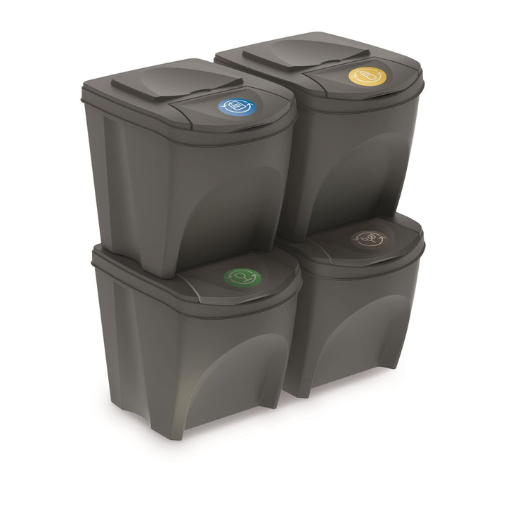 Prosperplast Sortibox set de poubelles 4x25L gris