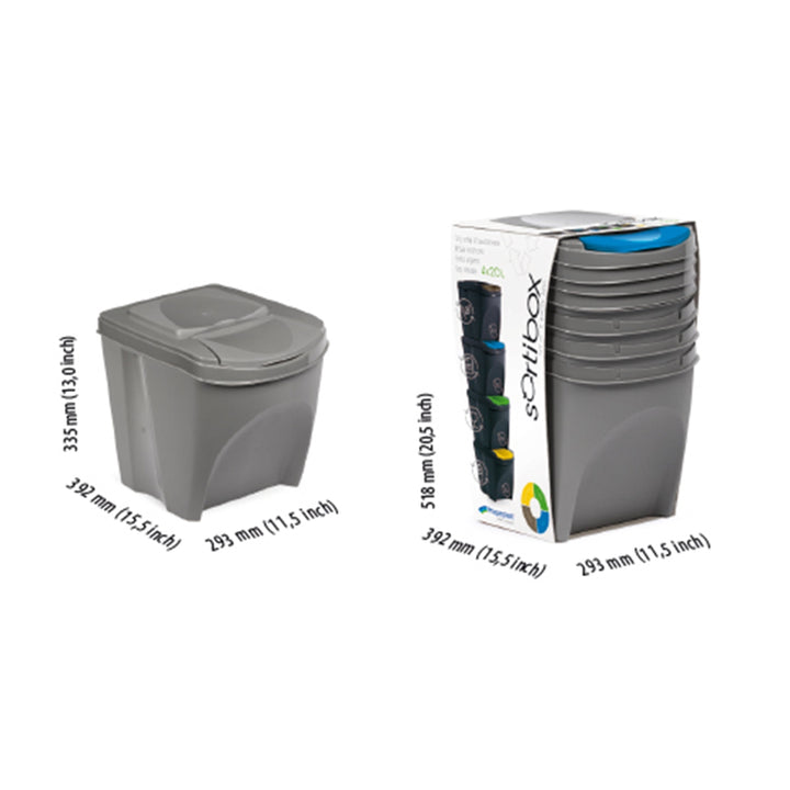 Prosperplast Sortibox set de poubelles 4x25L gris