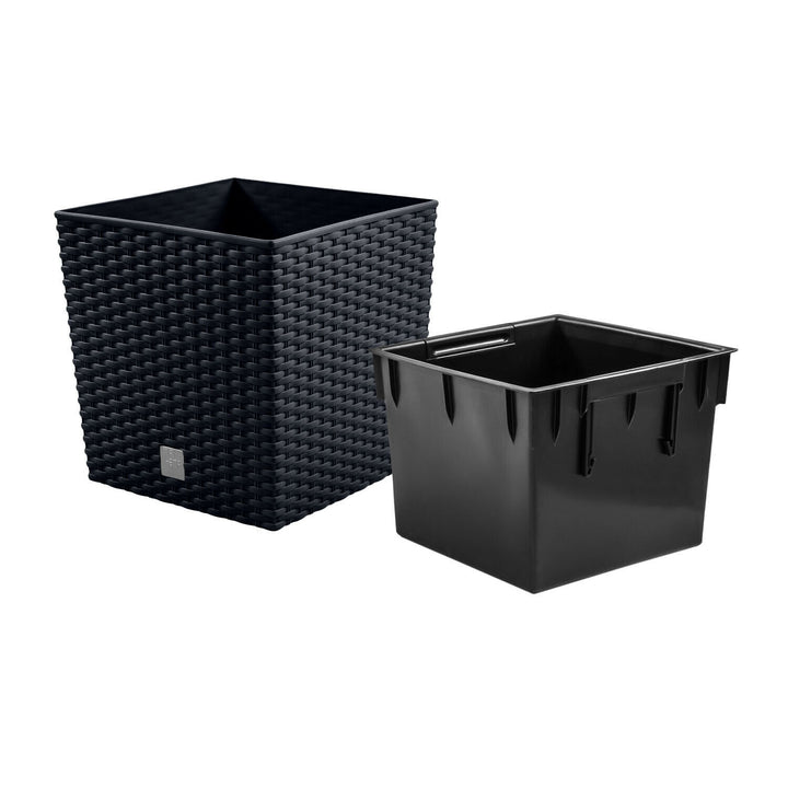 Pot de fleurs en rotin avec insert Prosperplast Rato Low DRTS325L S433 anthracite