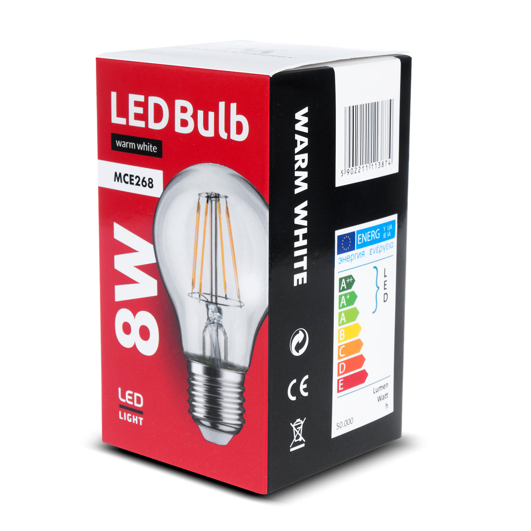 Ampoule LED E27, 8W 230V Maclean Energy MCE268 ​​​​WW blanc chaud 3000K 806lm rétro décoratif edison